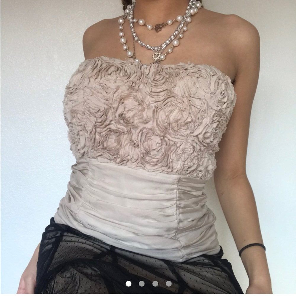 bebe beige grey lace tube top